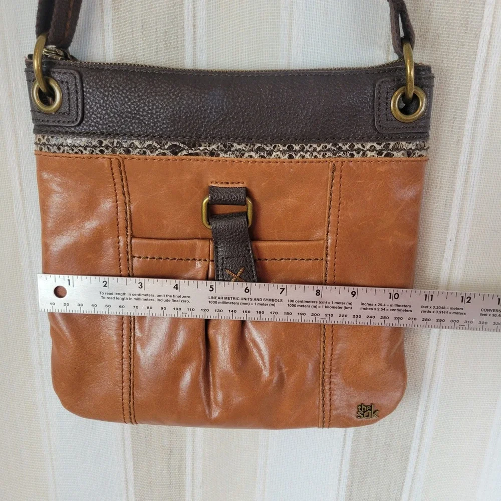 The Sak Genuine Leather Crossbody‎ Bag Purse Brown Tan